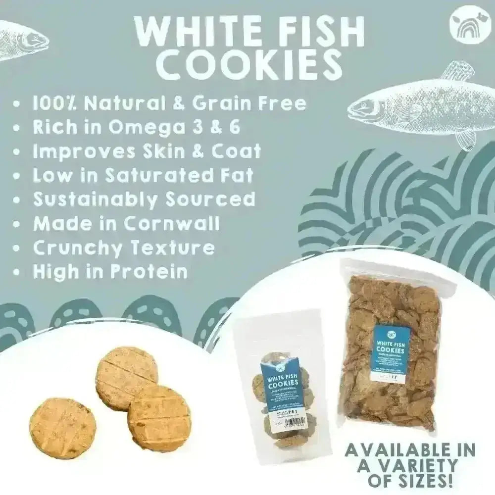 Natural Cornish Whitefish and Potato Cookies for dogs, crunchy, high protein treats