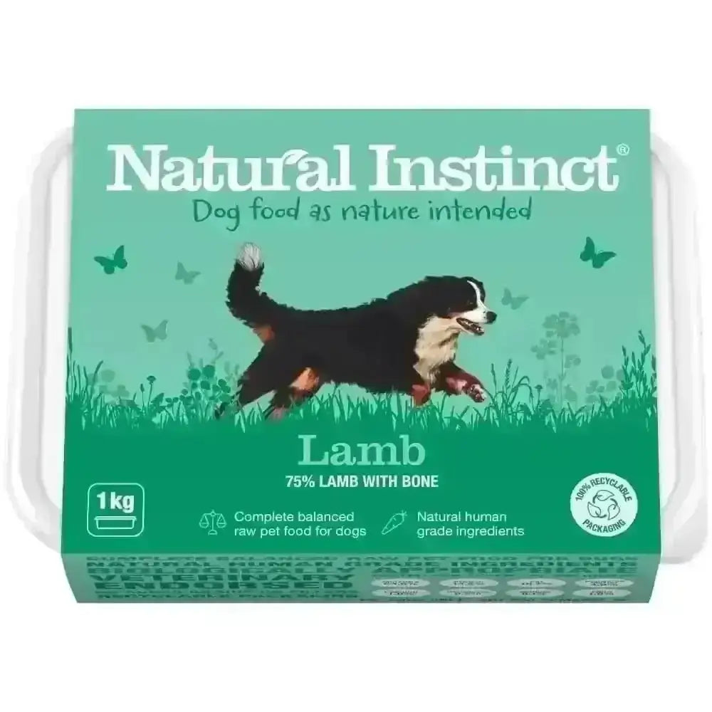 Natural Instinct Natural Lamb dog food tray with lamb liver and butternut squash