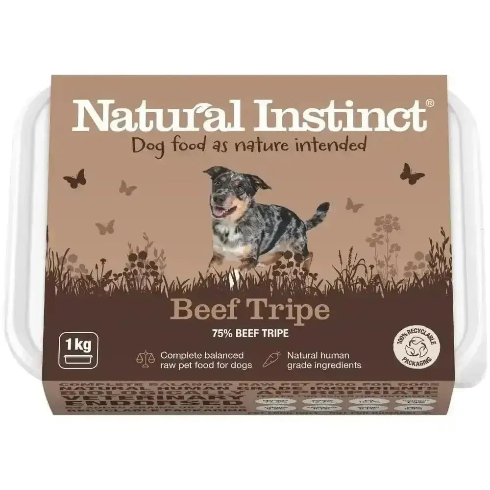 1kg Natural Instinct Beef Green Tripe Dog Food Package for healthy digestion
