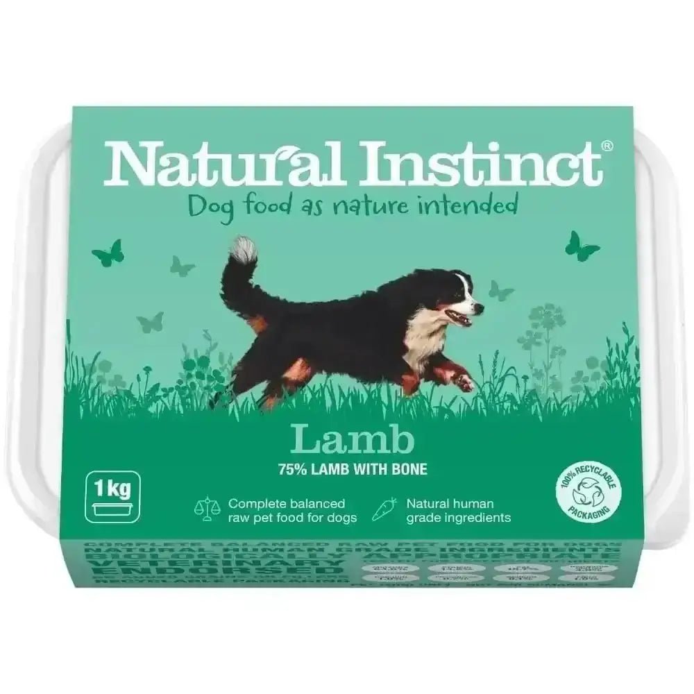 Natural Instinct Natural Lamb dog food tray with lamb liver and butternut squash