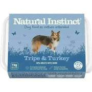 Natural Instinct beef green tripe and turkey dog food tray