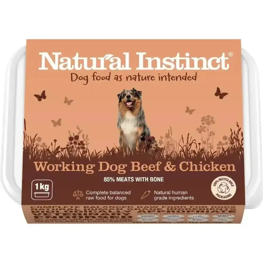 Natural Instinct Working Dog Beef and Chicken 1kg tray for working dog beef nutrition