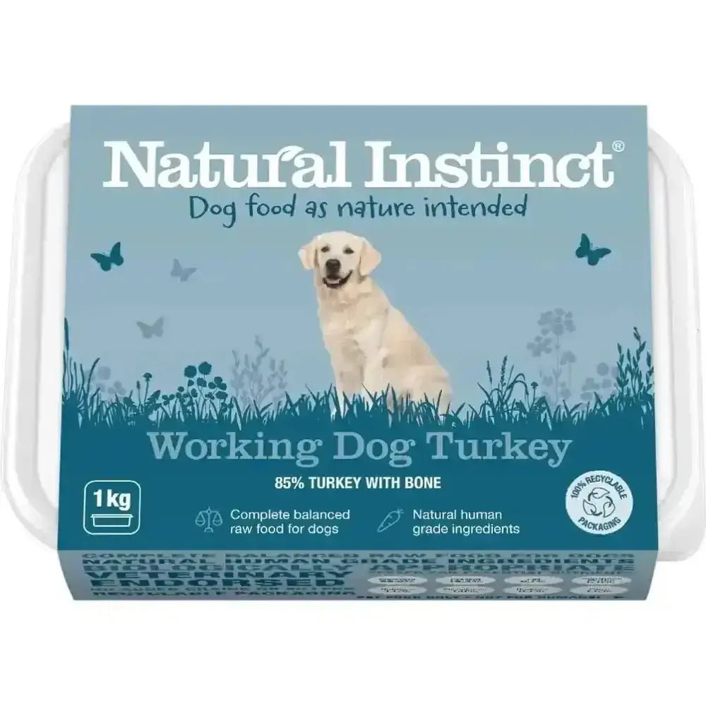 Natural Instinct Working Dog Turkey raw food with 80% turkey and bones, 1kg package