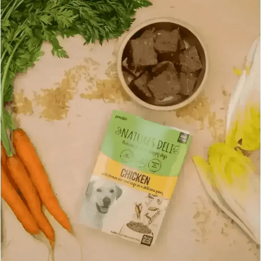 Natures deli chicken dog treats with a savory gravy flavor.