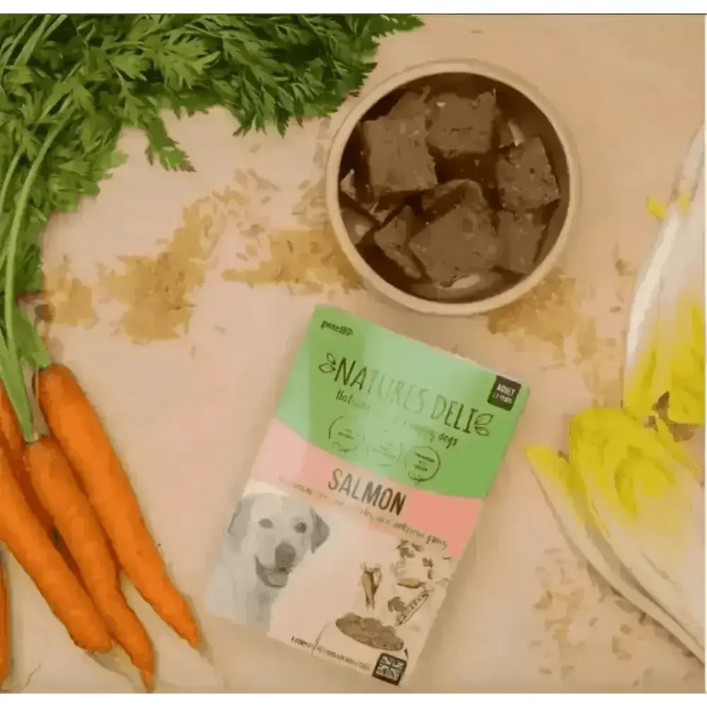 Natures Deli salmon treats with green tea, turmeric, 100g bag
