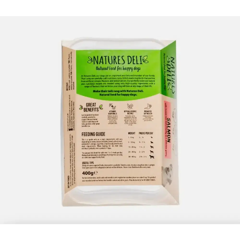 Natures Deli Salmon with Parsley & Brown Rice dog food bag