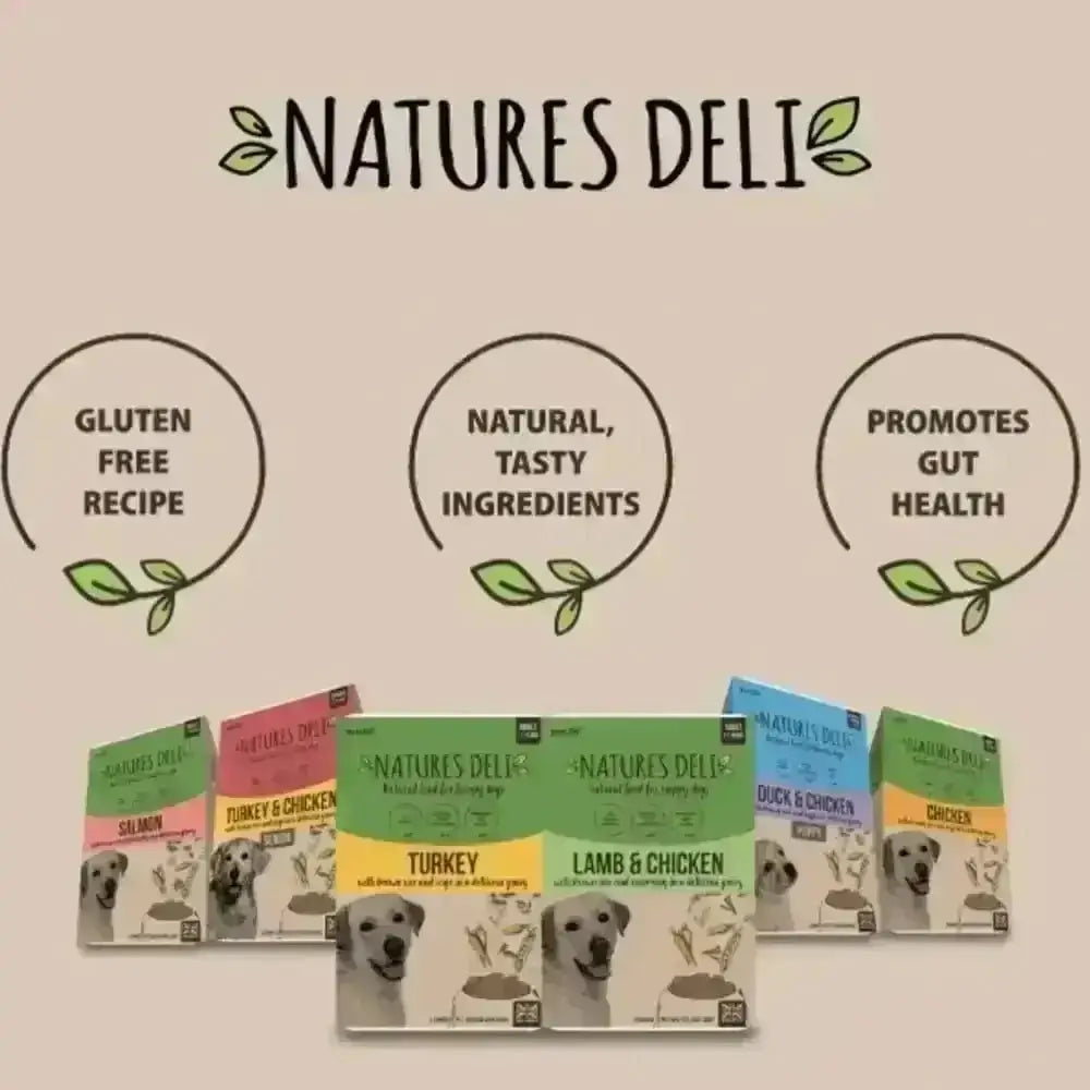 Natures Deli Turkey with Sage and Brown Rice dog food box, gluten-free