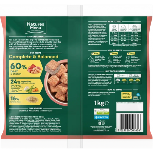 60/40 Beef and Chicken with Vegetables and Brown Rice For Adult Dogs | Natural complete raw food for dogs