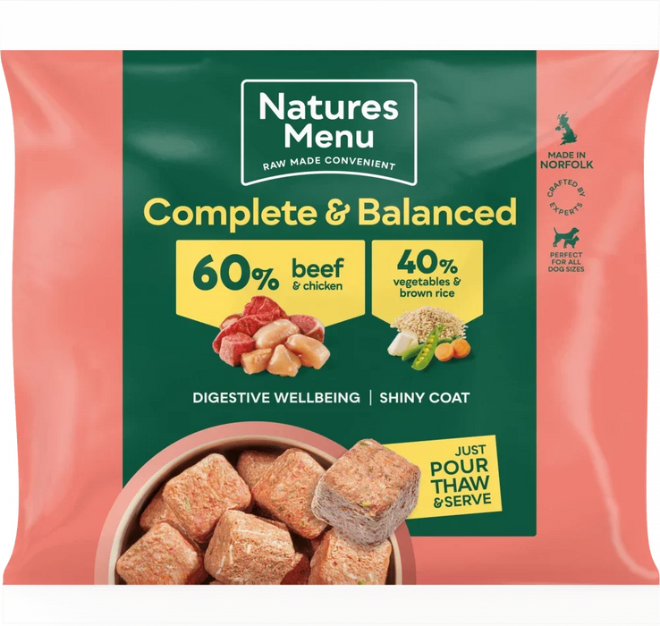 60/40 Beef and Chicken with Vegetables and Brown Rice For Adult Dogs | Natural complete raw food for dogs