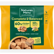 Natures Menu’s 60/40 chicken with salmon, vegetables and brown rice dog food pouch