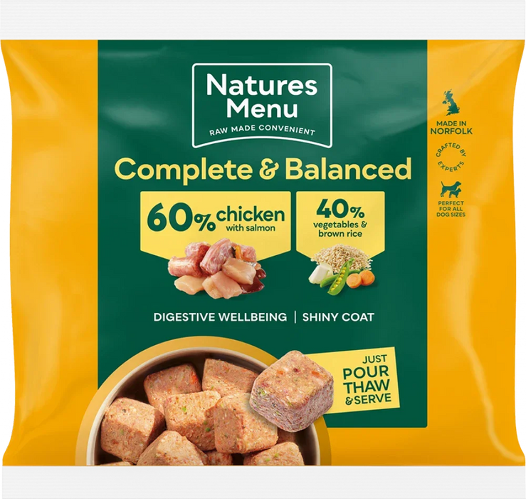 Natures Menu 60/40 Chicken with Salmon, Vegetables and Rice for Dogs | Natural raw food for dogs