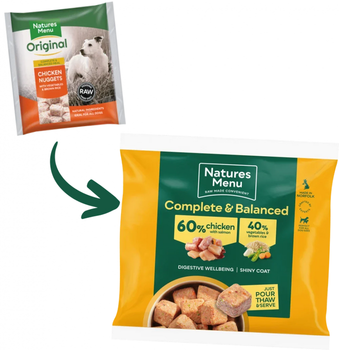 Natures Menu 60/40 Chicken with Salmon, Vegetables and Rice for Dogs | Natural raw food for dogs