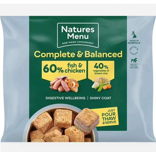 Natures Menu 60/40 Fish with Chicken, Vegetables and Brown Rice | Natural complete raw food for dogs
