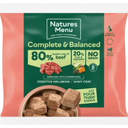 Natures Menu 80/20 Beef with Superfoods tender cuts dog food pouch for adult dogs