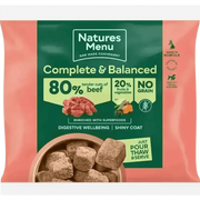 Natures Menu 80/20 Beef with Superfoods tender cuts dog food pouch for adult dogs