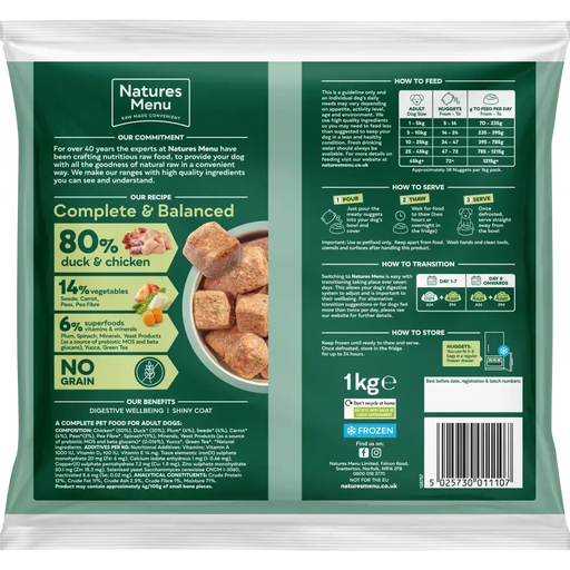 Natures Menu Complete Raw Dog Food 80/20 Duck with Superfoods | Natural complete raw food for dogs