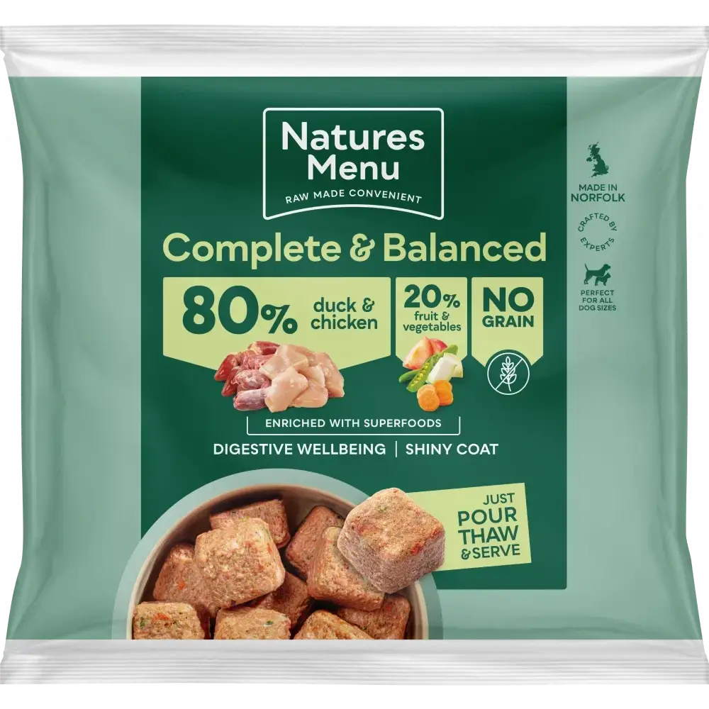 Natures Menu Complete Raw Dog Food 80/20 Duck with Superfoods | Natural complete raw food for dogs