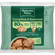 Natures Menu 80/20 Duck and Chicken with Superfoods raw nuggets for dog’s digestive wellbeing