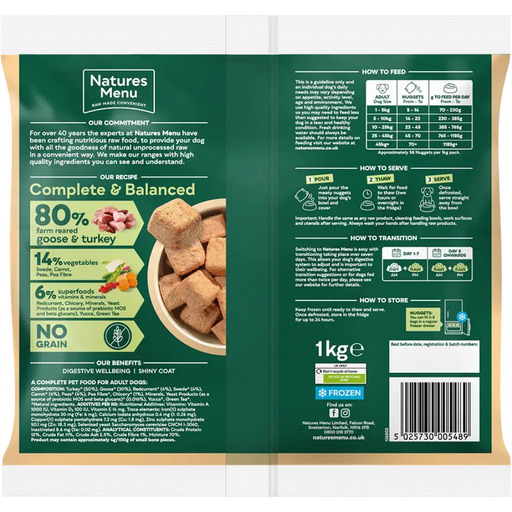 80/20 Goose and Turkey with Superfoods
For Adult Dogs | Natural raw food for dogs