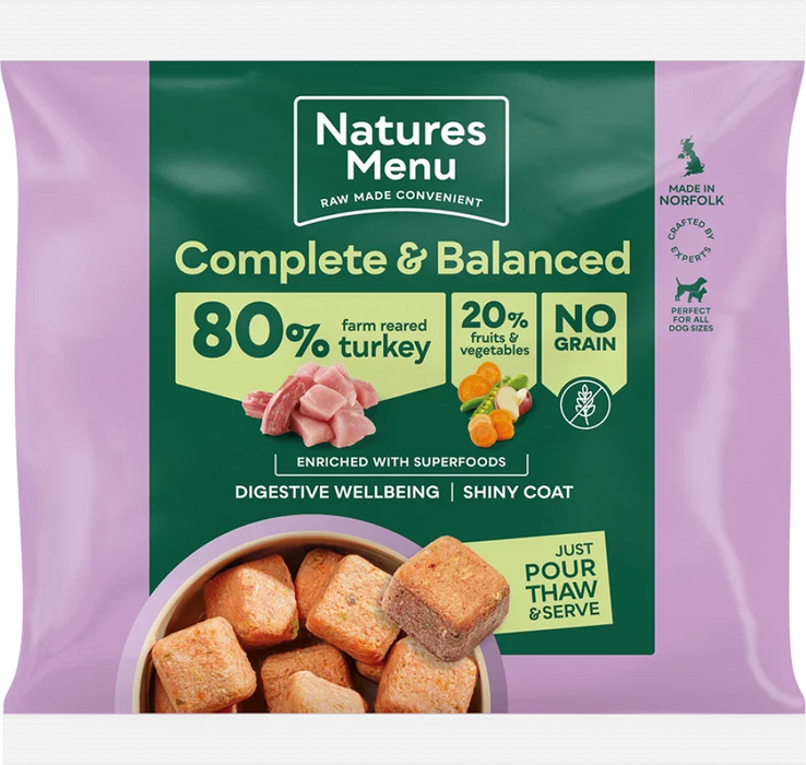 Natures Menu 80/20 Turkey with Superfoods | Natural raw food for dogs