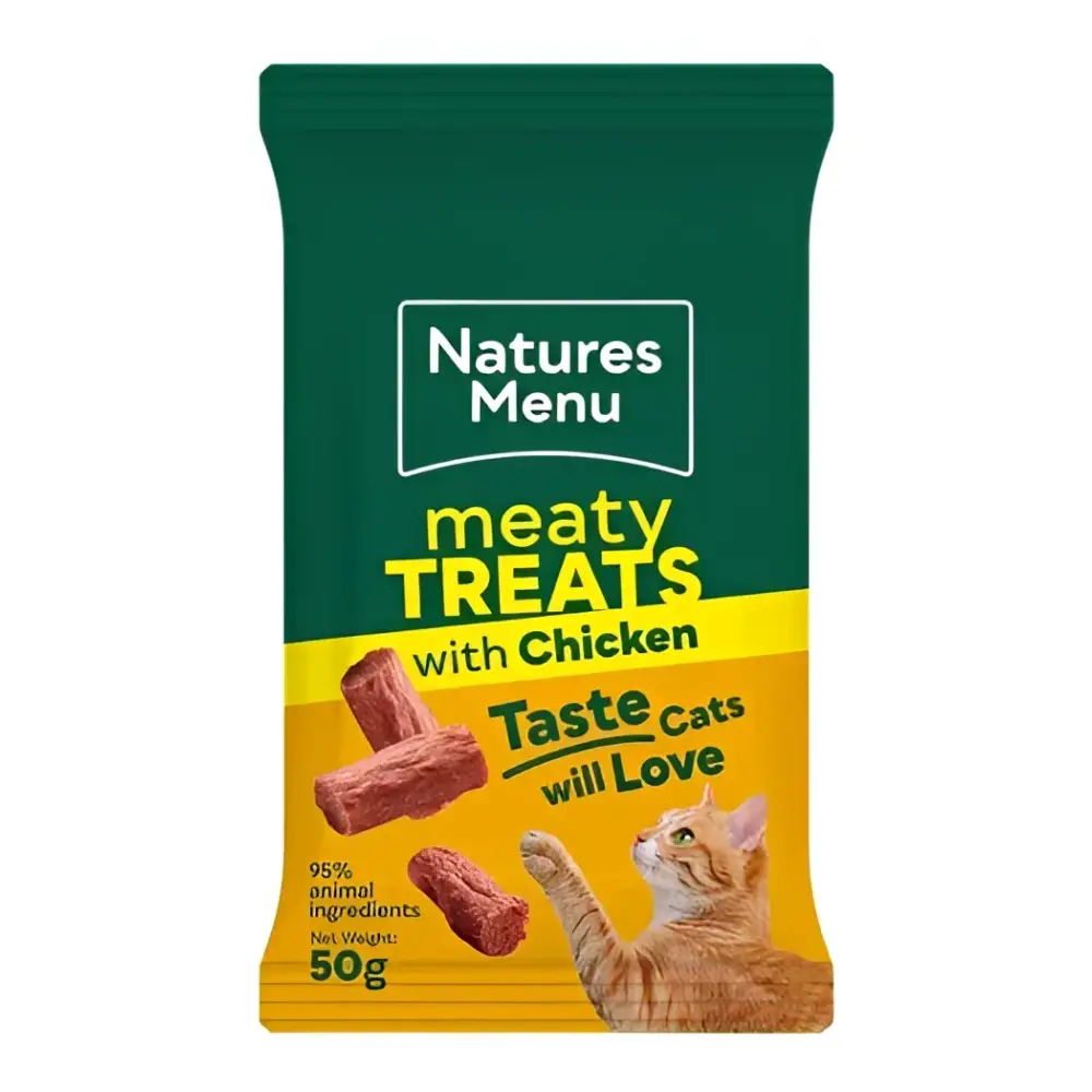 Natures Menu chicken liver and pork mini treats for cats, 50g bag