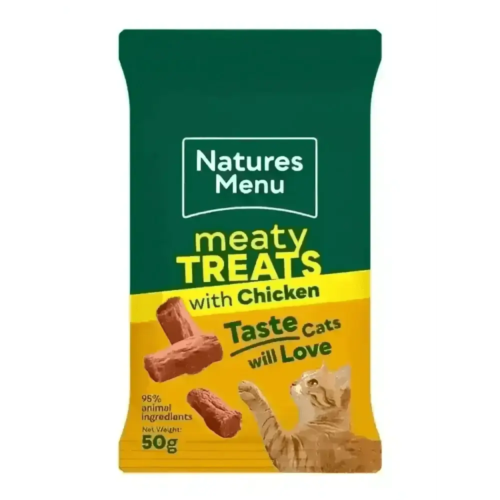 Natures Menu chicken liver and pork mini treats for cats, 50g bag