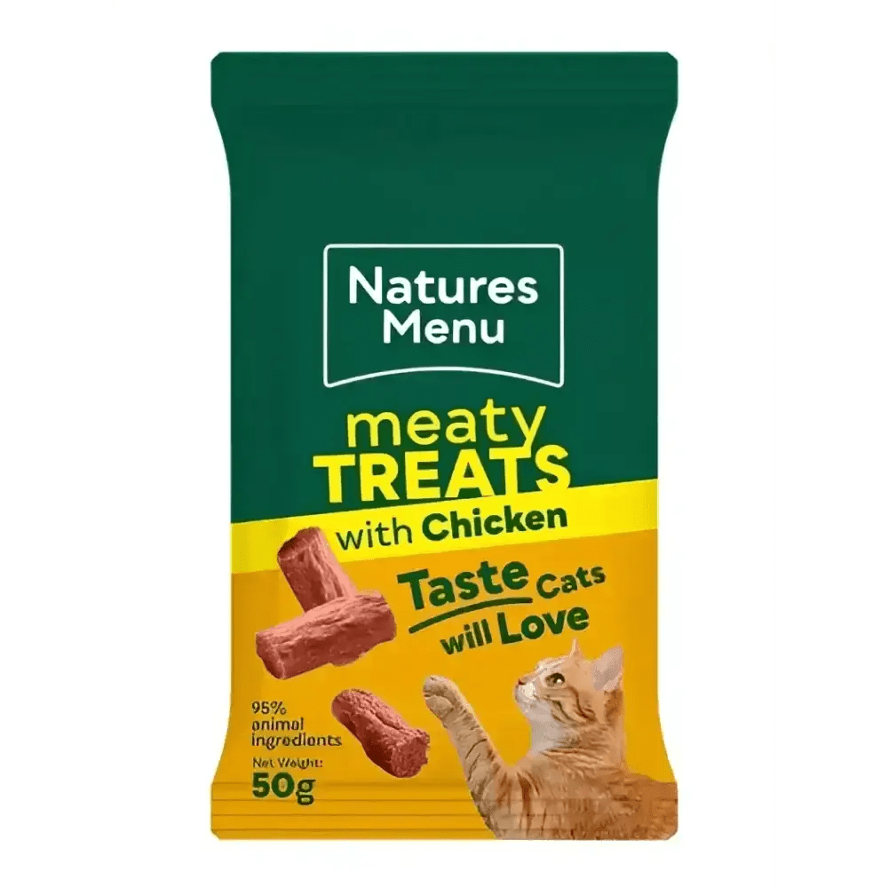 Natures Menu chicken liver and pork mini treats for cats, 50g bag