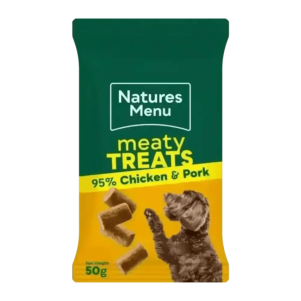 Natures Menu Chicken Mini Treats with 95% real chicken and pork flavor for ultimate real meat training