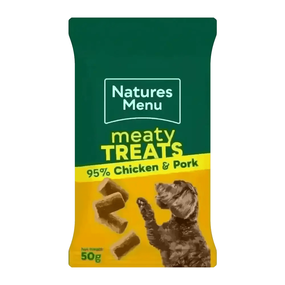 Natures Menu Chicken Mini Treats with 95% real chicken and pork flavor for ultimate real meat training