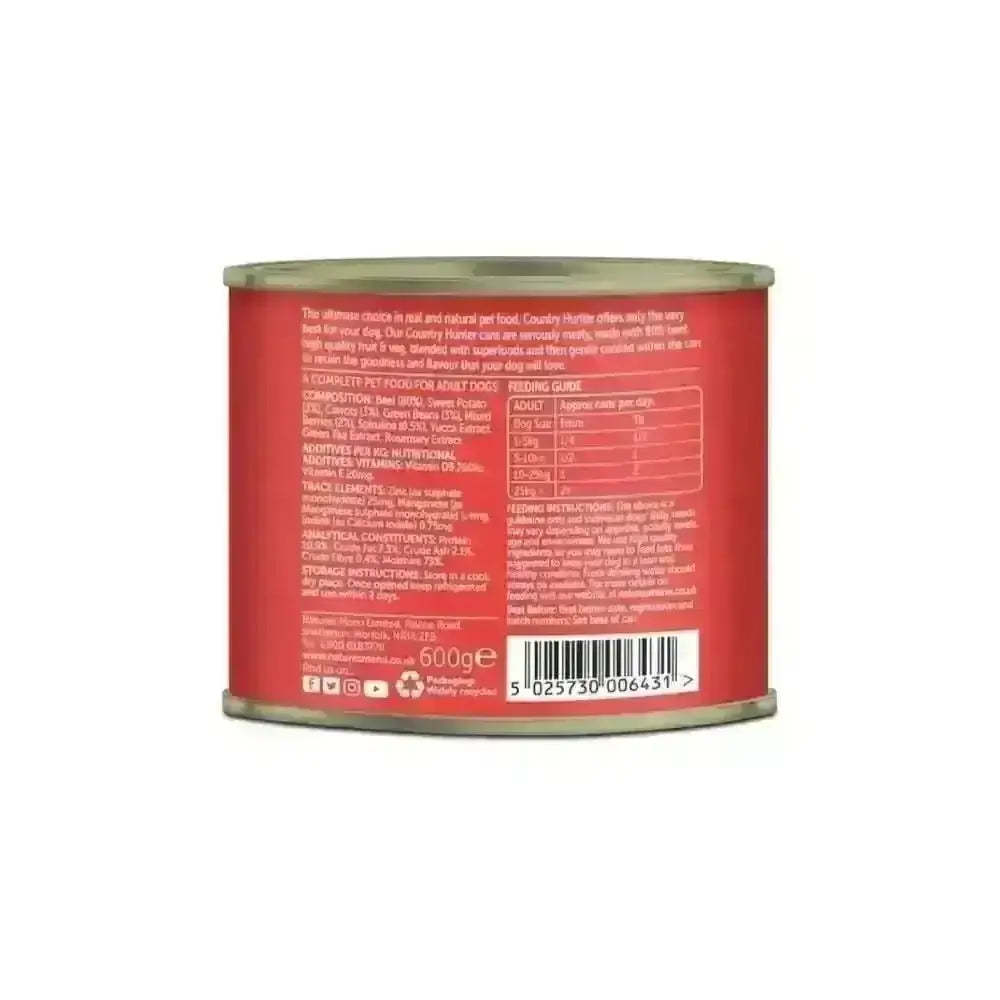 Natures Menu Country Hunter Dog Food Beef with Superfoods Can, red tin with white label and nutritious blend info