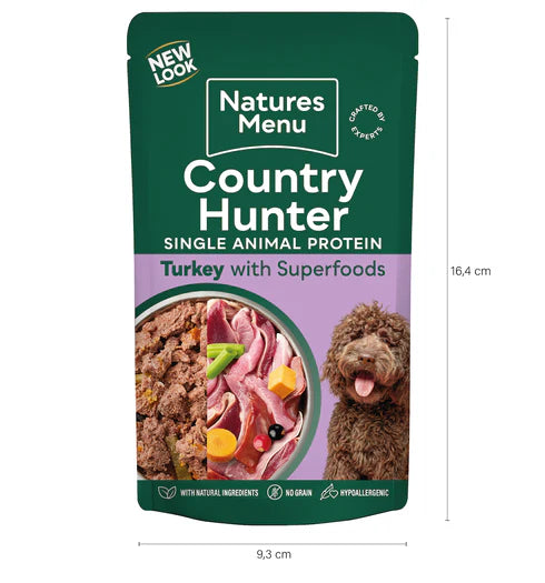 Natures Menu Country Hunter Farm Reared Turkey Wet Dog Food Pouches - Natural Wet Dog Food