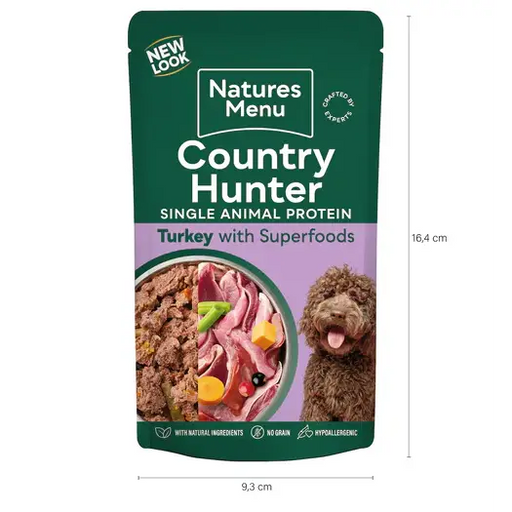 Natures Menu Country Hunter Farm Reared Turkey Wet Dog Food Pouches - Natural Wet Dog Food