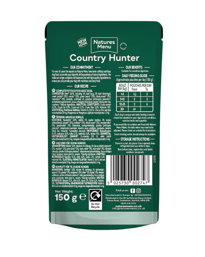 Natures Menu Country Hunter Grass Grazed Beef Wet Dog Food Pouches - Natural Wet Dog Food