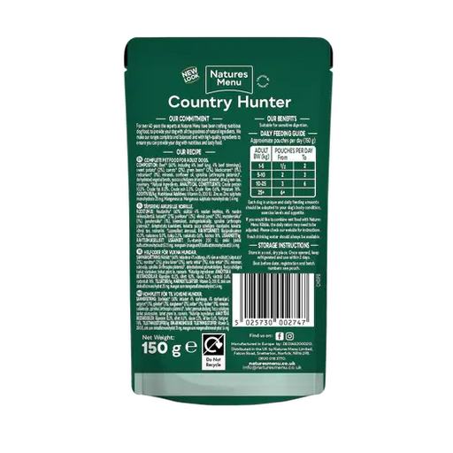 Natures Menu Country Hunter Grass Grazed Beef Wet Dog Food Pouches - Natural Wet Dog Food