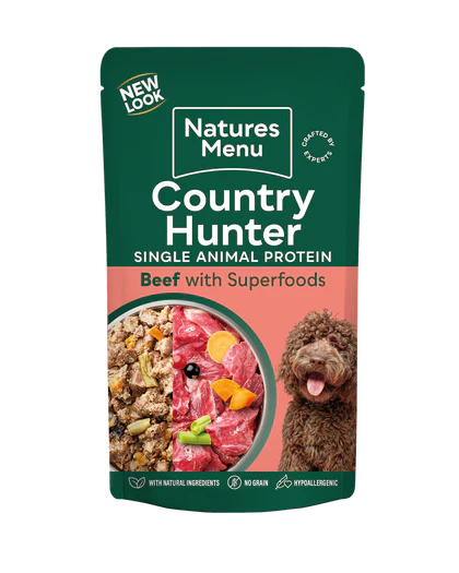 Natures Menu Country Hunter Grass Grazed Beef Wet Dog Food Pouches - Natural Wet Dog Food