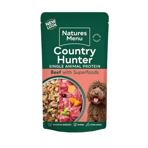 Natures Menu Country Hunter Grass Grazed Beef Wet Dog Food Pouches - Natural Wet Dog Food