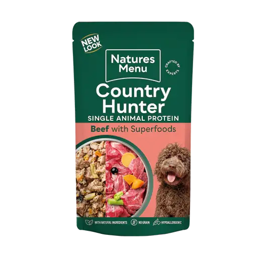 Natures Menu Country Hunter Grass Grazed Beef Wet Dog Food Pouches - Natural Wet Dog Food