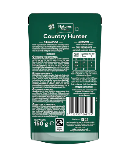 Natures Menu Country Hunter Succulent Duck Wet Dog Food Pouches - Natural Wet Dog Food