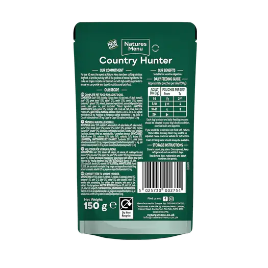 Natures Menu Country Hunter Succulent Duck Wet Dog Food Pouches - Natural Wet Dog Food