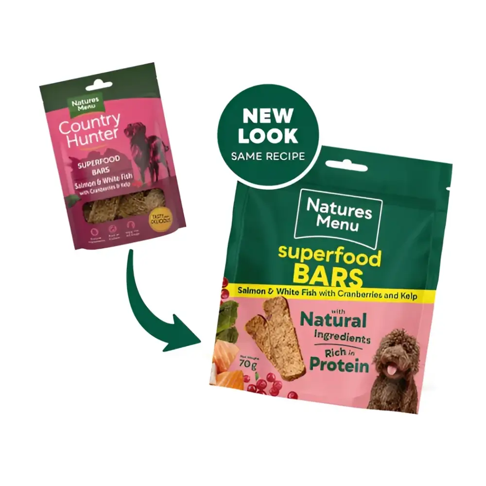 Natures Menu Country Hunter Superfood Bar with salmon, white fish, cranberries, kelp