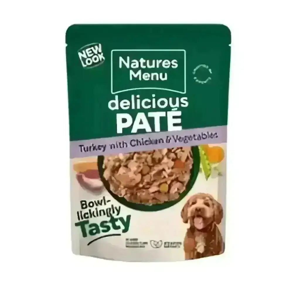 Natures Menu turkey chicken vegetable pate pouch multipack, gently cooked