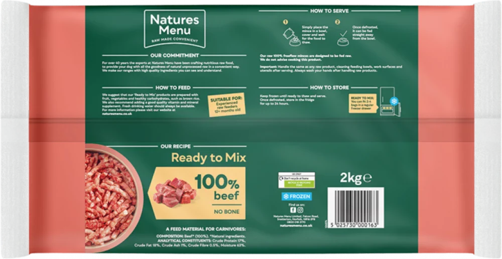 Natures Menu Raw Freeflow Beef
For Adult Dogs | Natural raw for dogs