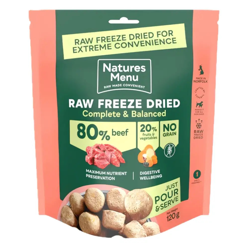 Natures Menu Freeze Dried Topper - 80/20 Beef 120g - Natural Dry Dog Food