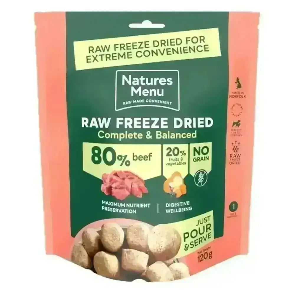 Natures Menu Freeze Dried Topper - 80/20 Beef 120g - Natural Dry Dog Food