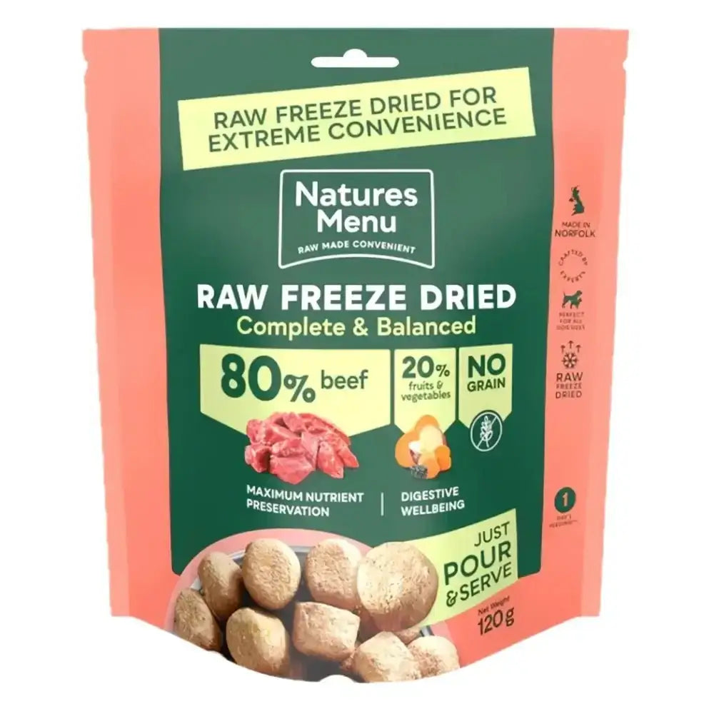 Natures Menu Freeze Dried Topper - 80/20 Beef 120g - Natural Dry Dog Food
