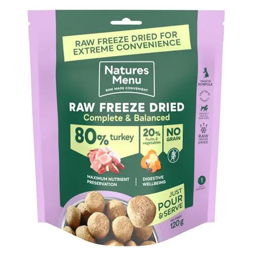 Natures Menu Freeze Dried Topper - 80/20 Turkey 120g - Natural Dry Dog Food