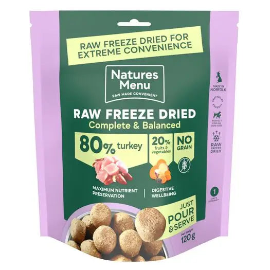 Natures Menu Freeze Dried Topper - 80/20 Turkey 120g - Natural Dry Dog Food
