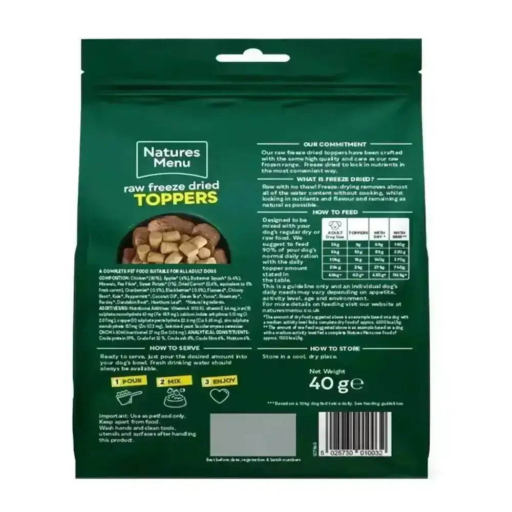 Natures Menu Freeze Dried Topper - Chicken 40g - Natural Dry Dog Food