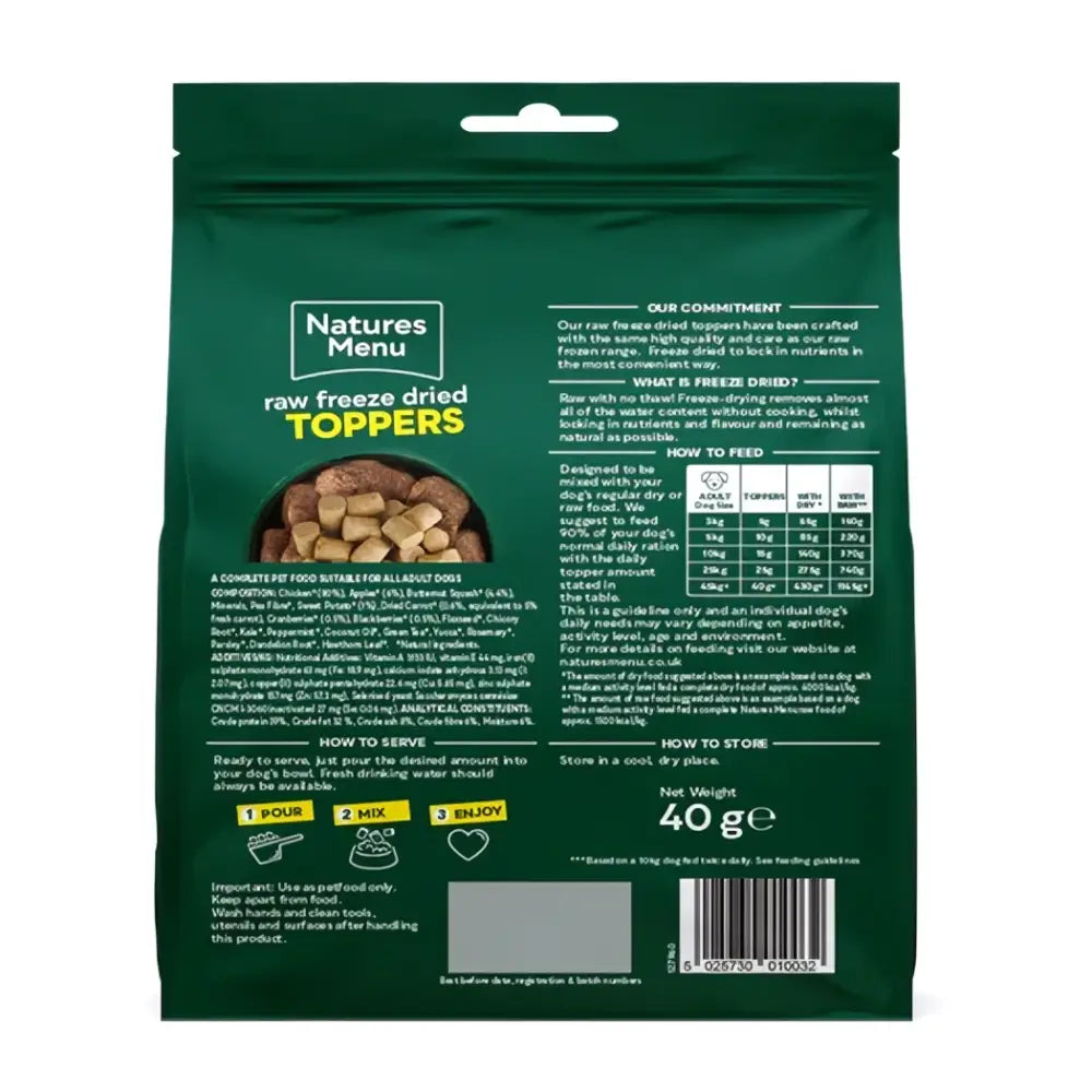 Natures Menu Freeze Dried Topper - Chicken 40g - Natural Dry Dog Food