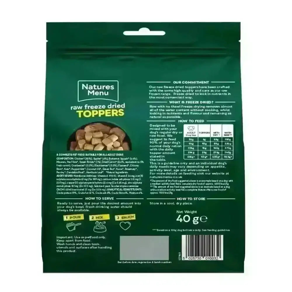 Natures Menu Freeze Dried Topper - Chicken 40g - Natural Dry Dog Food